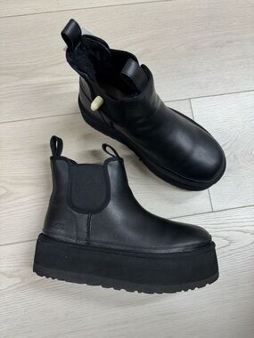 UGG Black Neumel Platform Chelsea Ankle Boots